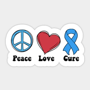 Peace Love Cure Type One Diabetes awareness T1D Sticker